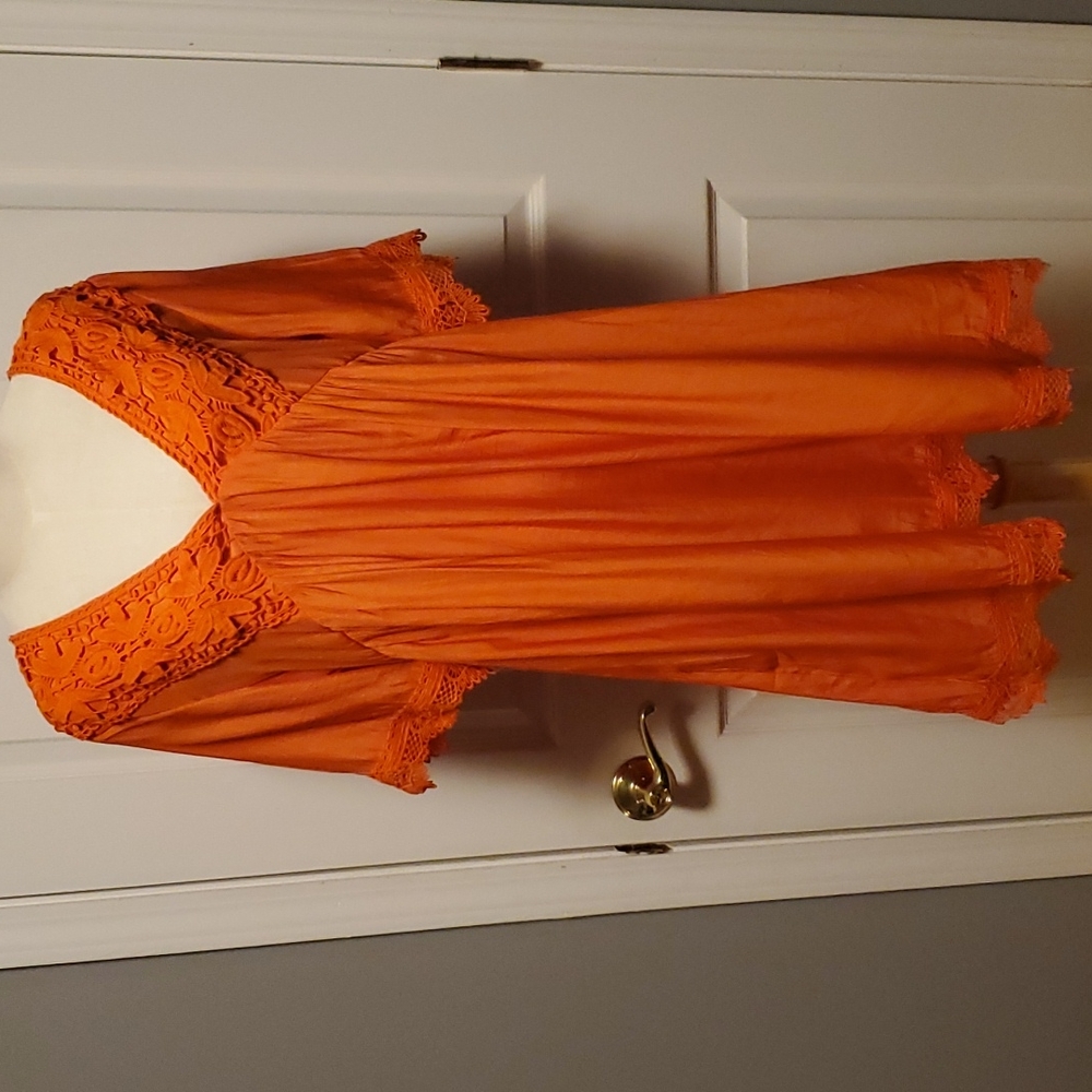 Made With Love Lace Trimmed Smock Dress